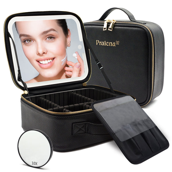 Pralena Travel Makeup Bag with LED Mirror